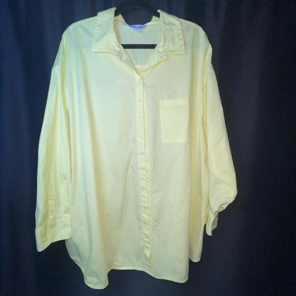 Old Navy The Boyfriend Shirt Women's 2X Long Sleeve Button Down in Yellow